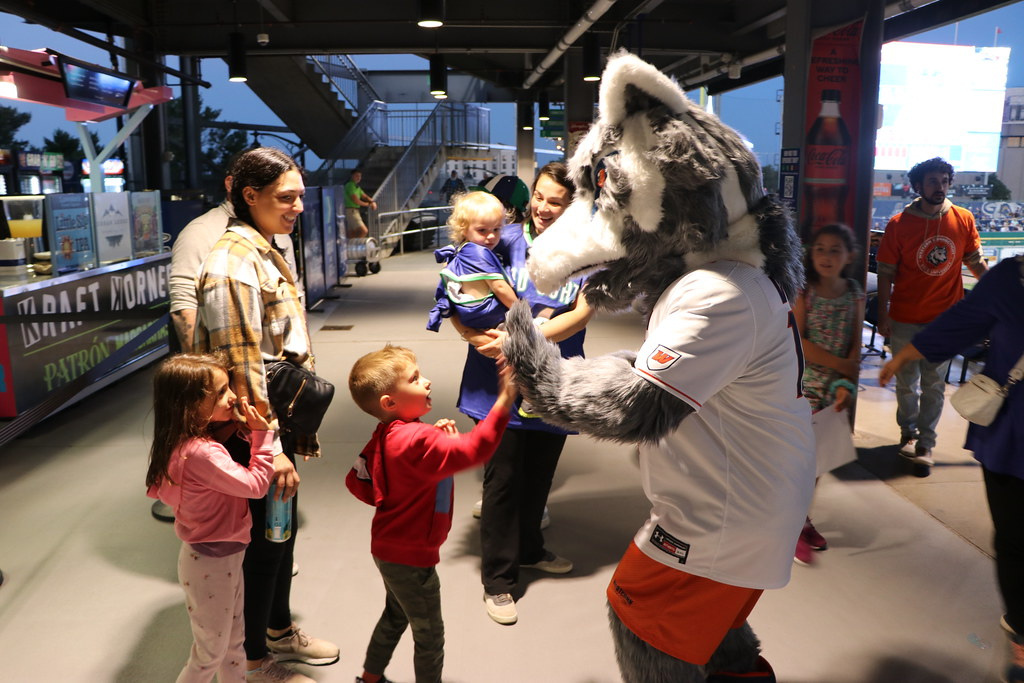 Wally the Wolf greets members of the WestConn community